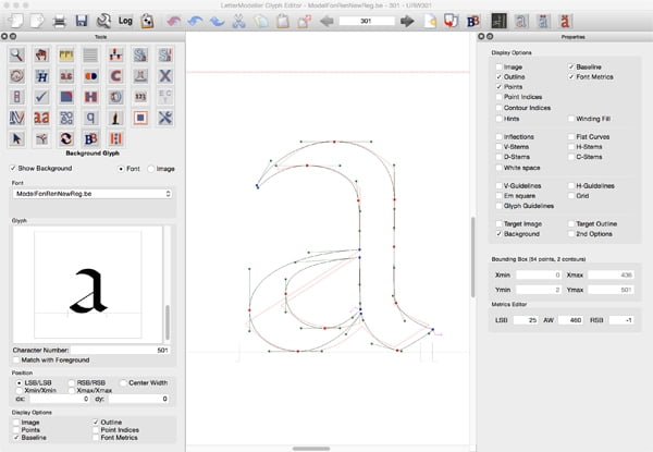 Glyph editor in DTL LetterModller