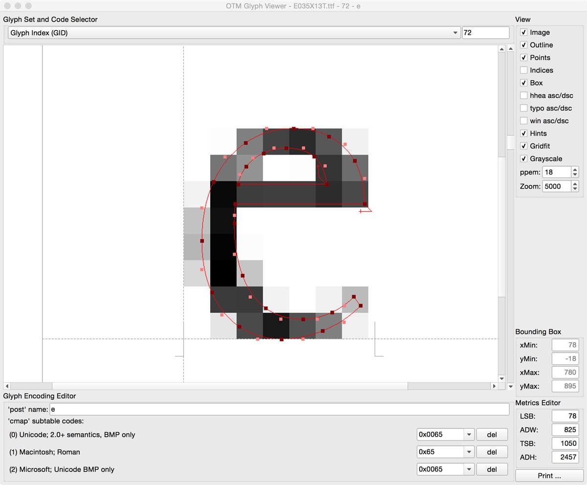 DTL OTMaster Glyph Viewer