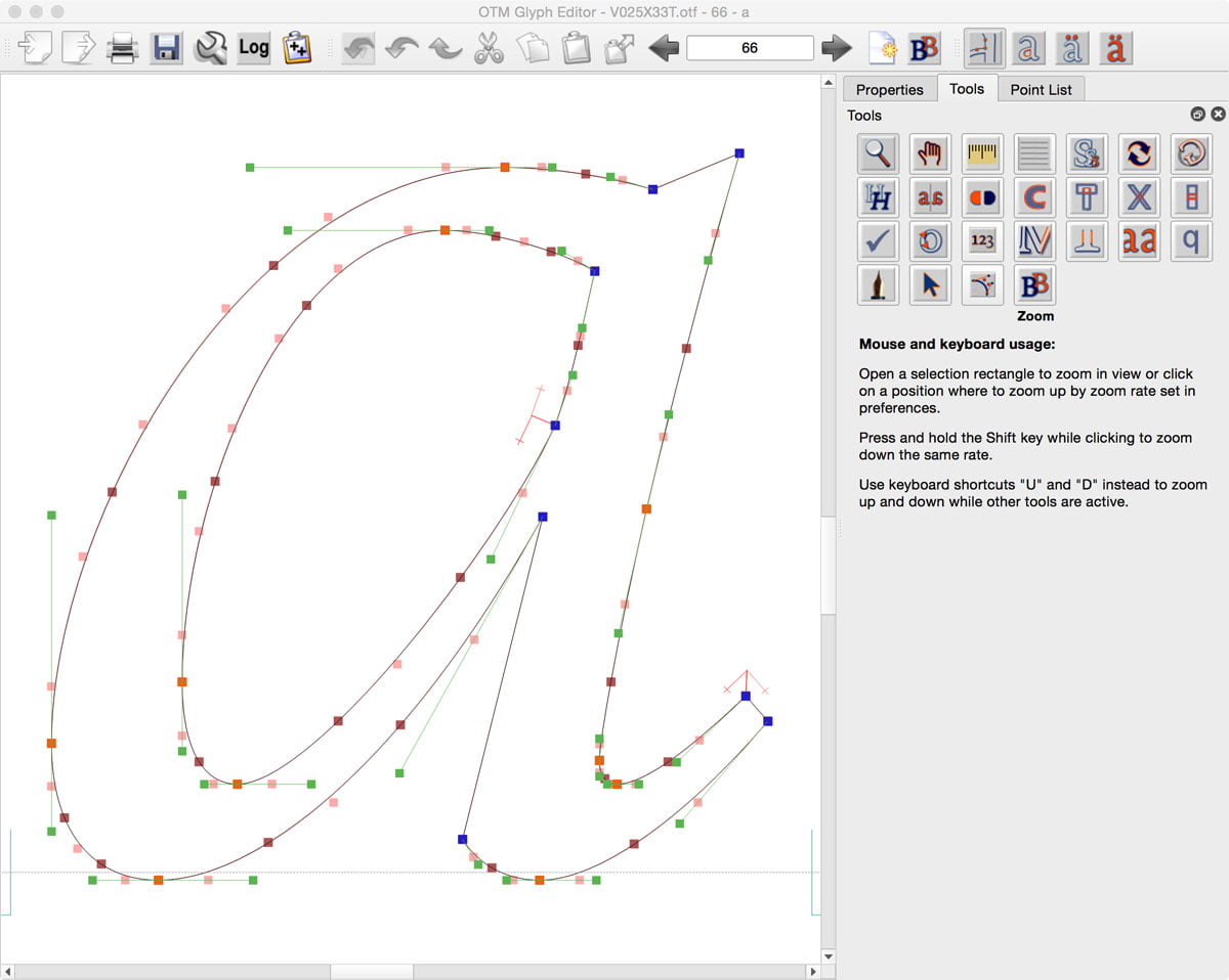 OTM Glyph-editing Window