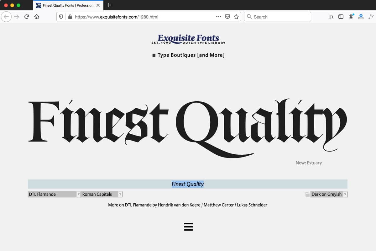 ExquisiteFonts website