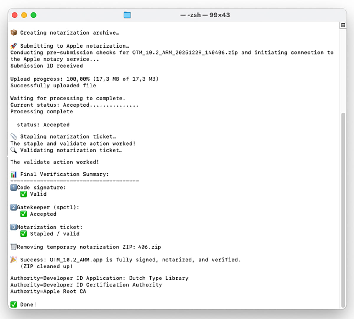 Code-signing DTL font tools for macOS macOS